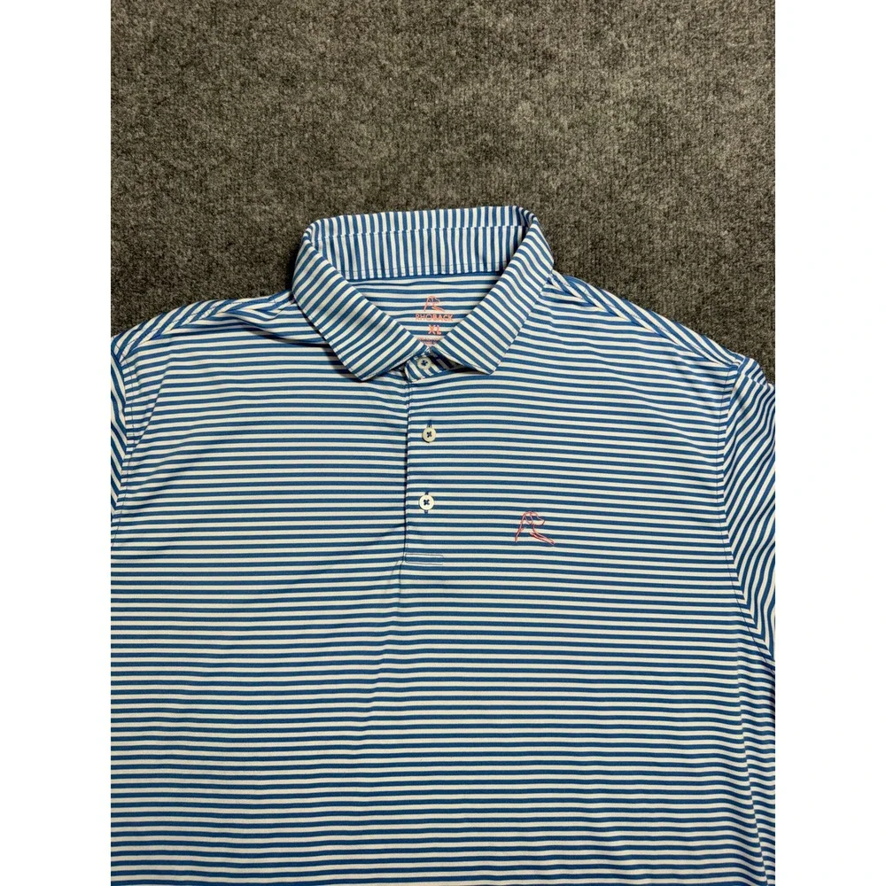 Rhoback Men's XL Polo Shirt Blue White Striped Short Sleeve Golf PP0025 - Picture 2 of 6